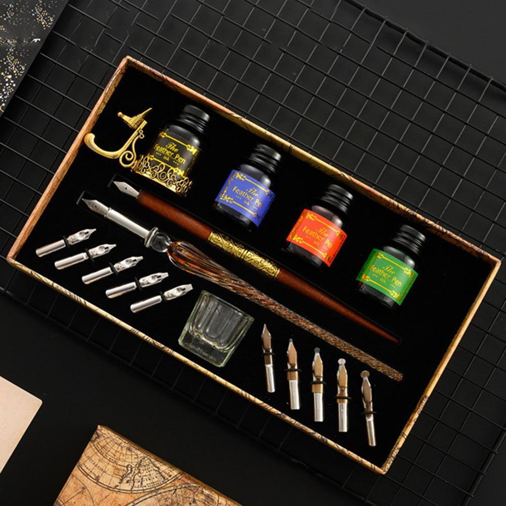 Glass Dip Pen Calligraphy Ink Set - Unikalne zestawy piór do pisania, zestaw