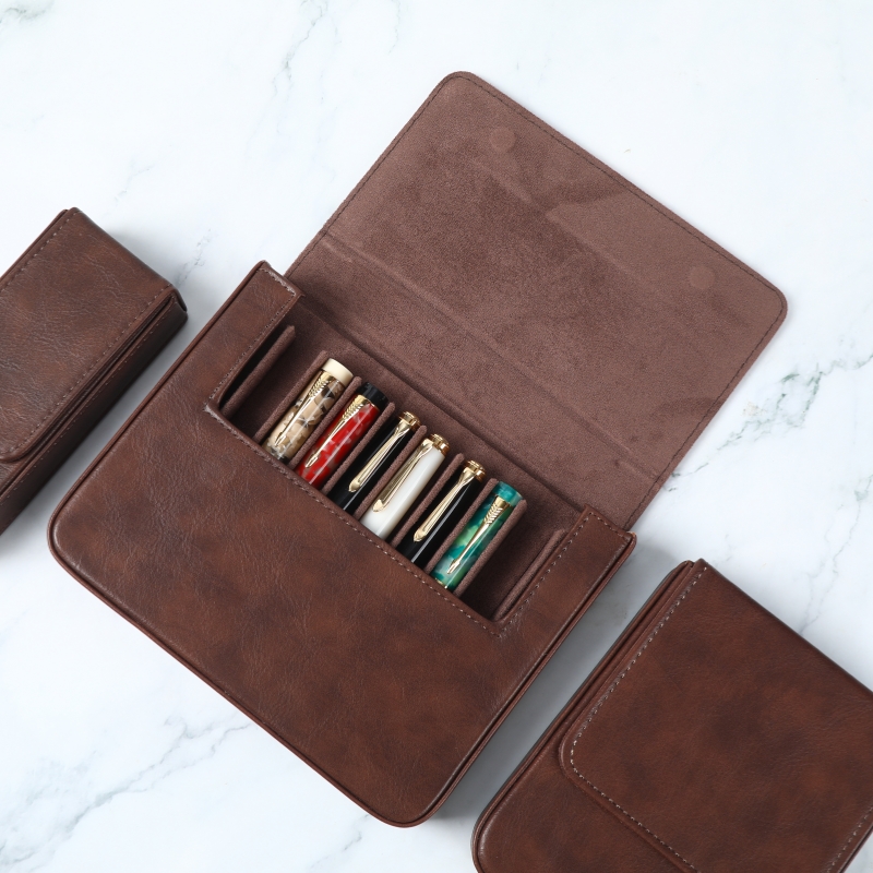 Leather Fountain Pen Case 3 Slots Pouch - Luksusowe etui na długopisy ze skóry