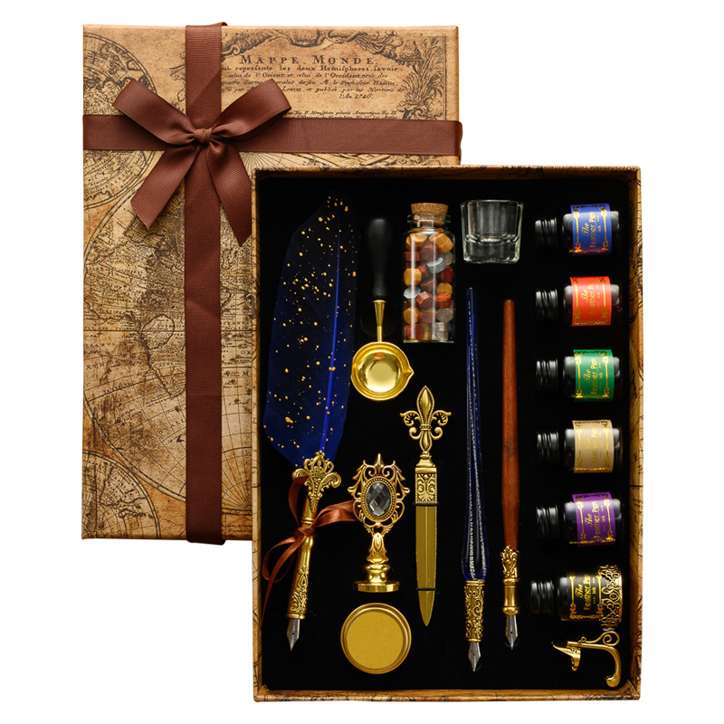 Glass Dip Pen Calligraphy Ink Set - Klasyczne szklane pióra zanurzeniowe 18 stalówek