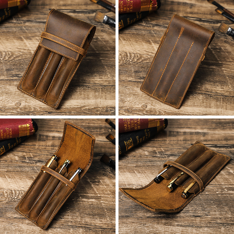 Retro skórzane etui na długopi – Leather Fountain Pen Case 3 Slots Pouch recenzja i cena