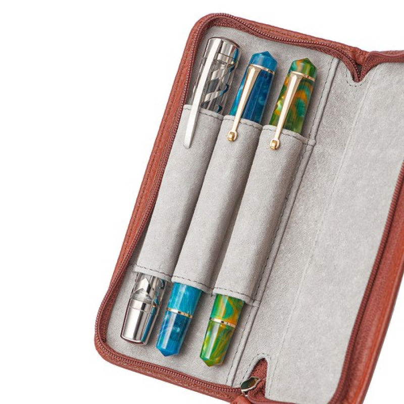 Etui na długopisy ze skóry nat – Leather Fountain Pen Case 3 Slots Pouch recenzja i cena